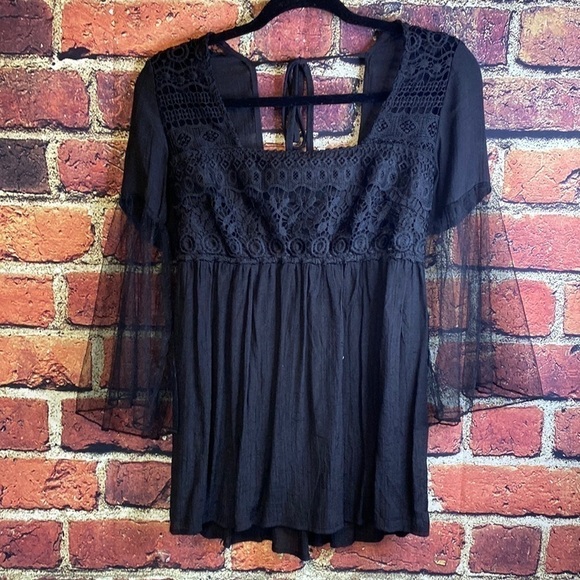 Rebellion Black Embroidered Sequins Top Size S - Picture 1 of 14
